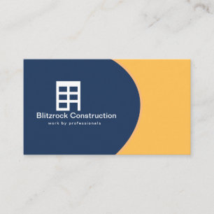 Cartão De Visita Logotipo da Empresa de Construção Amarelo Azul Mod