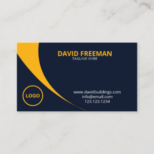 Cartão De Visita Logotipo da empresa de construção amarelo e azul