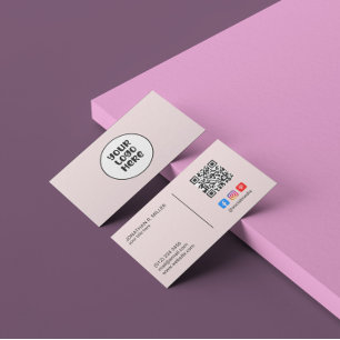 Cartão De Visita Logotipo da empresa Mídia social QR Código cor-de-