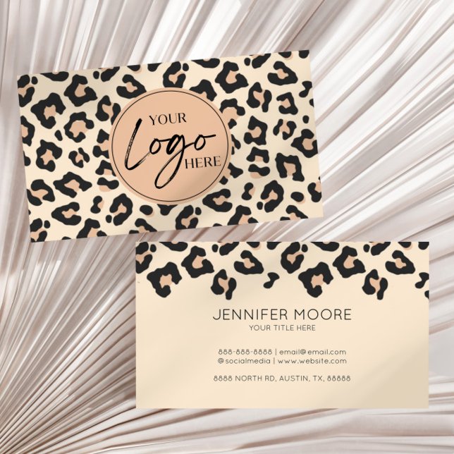 Cartão De Visita Logotipo da empresa personalizada Leopard Cheetah (Criador carregado)