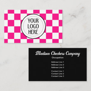 Cartão De Visita Logotipo da Empresa quadrados Checker rosa quente