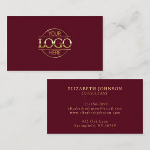 Cartão De Visita Logotipo da empresa Red Professional Modern Burgun