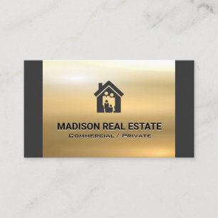 Cartão De Visita Logotipo da família Dourado metal