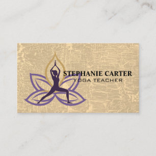 Cartão De Visita Logotipo da Flor de Lótus da Pose de Yoga
