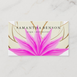Cartão De Visita Logotipo da Flor de Lotus Dourada e rosa elegante