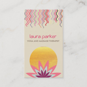 Cartão De Visita Logotipo da Flor do Lotus Rosa Ioga Saúde do Repar