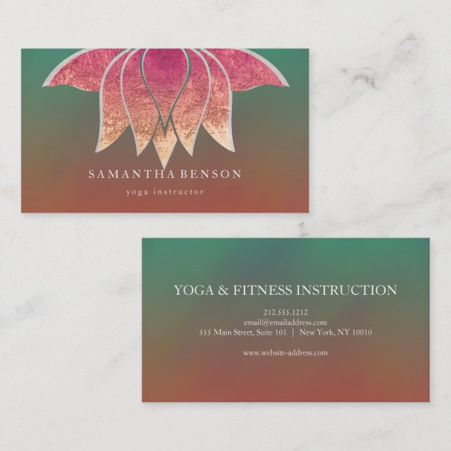 Cartão De Visita Logotipo da Flor Elegante Lotus Yoga (Frente/Verso)