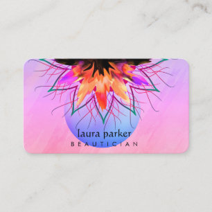 Cartão De Visita Logotipo da Flor Laranja Cor-de-Rosa Lotus Massacr
