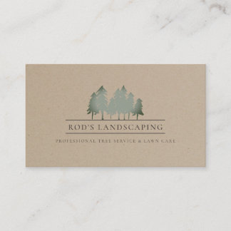 Cartão De Visita Logotipo da floresta simples Kraft personalizado