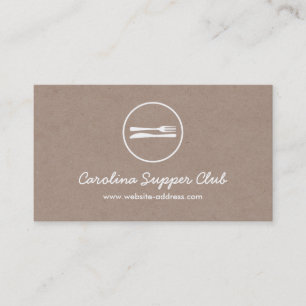 Cartão De Visita LOGOTIPO DA FORK & KNIFE no Efeito do Papel Kraft