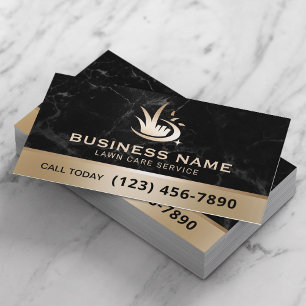 Cartão De Visita Logotipo da Gold Lawn Care Black Marble Landscapin