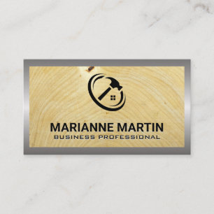 Cartão De Visita Logotipo da Home Hammer   Madeira e Metal