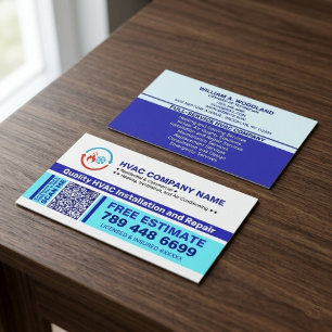 Cartão De Visita Logotipo da HVAC & Código Qr & Slogans   Instalaçã