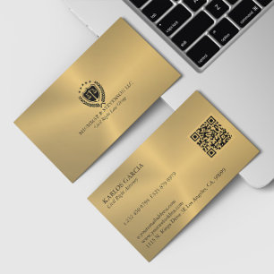 Cartão De Visita Logotipo da Justiça Fundo Dourado Metálico