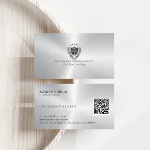 Cartão De Visita Logotipo da Justiça Fundo Metálico Prata