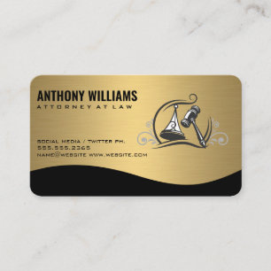 Cartão De Visita Logotipo da Lei de Justiça Dourado Metálico
