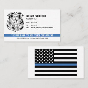 Cartão De Visita Logotipo da Linha Azul Fina do Departamento de Pol