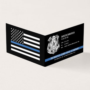 Cartão De Visita Logotipo da Linha Azul Fina do Oficial do Departam