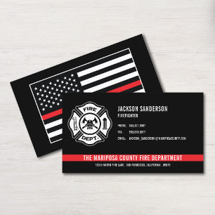 Cartão De Visita Logotipo da Linha Vermelha do Corpo de Bombeiros P
