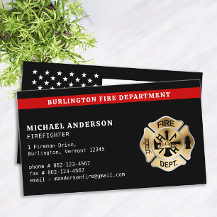 Cartão De Visita Logotipo da Linha Vermelha do Corpo de Bombeiros P