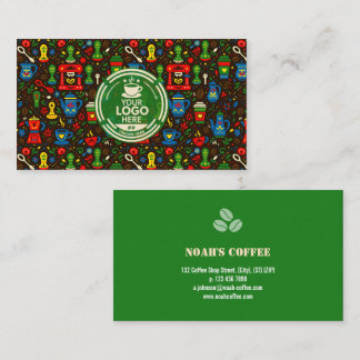 Cartão De Visita Logotipo da marca de café Folk com verso de contat