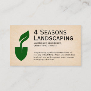 Cartão De Visita Logotipo da pá e folha Landscaper