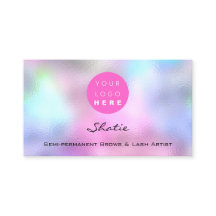 Logotipo da sobrancelha maquiada Lash holográfico 