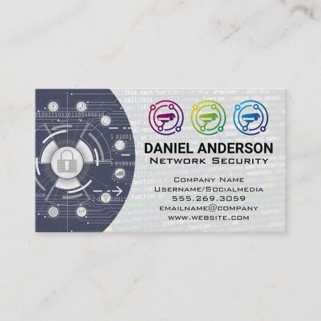 Cartão De Visita Logotipo das câmeras | Segurança cibernética (Frente)