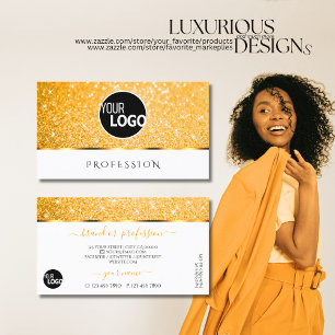 Cartão De Visita Logotipo das estrelas de brilho amarelo Elegante