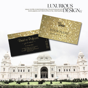 Cartão De Visita Logotipo das estrelas luminosas de brilho Dourado