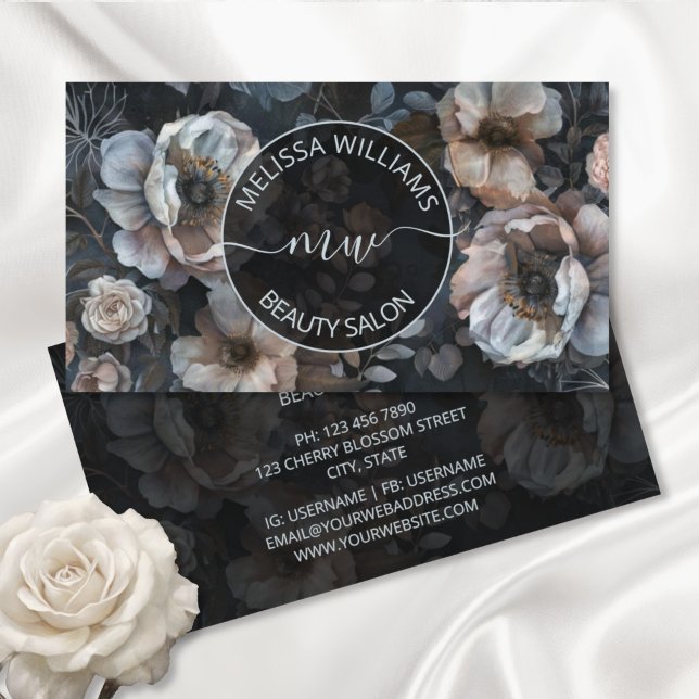 Cartão De Visita Logotipo das flores rosa-claro (Criador carregado)