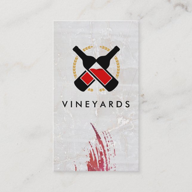 Cartão De Visita Logotipo das garrafas de vinho | Fundo Marble (Frente)