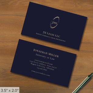 Cartão De Visita Logotipo das Iniciais de Luxo Profissional Azul