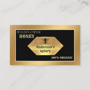 Cartão De Visita Logotipo de abelha rustica de ouro em vinheta