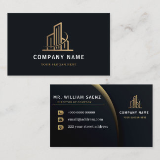 Cartão De Visita Logotipo de Agente Imobiliário Ouro Profissional