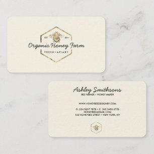 Cartão De Visita Logotipo de Apiarista Amarelo Abelha Bumble Favo d