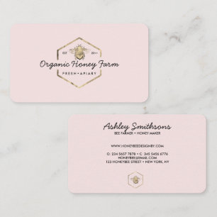 Cartão De Visita Logotipo de Apiarista Rosa Abelha Bumble Favo de M