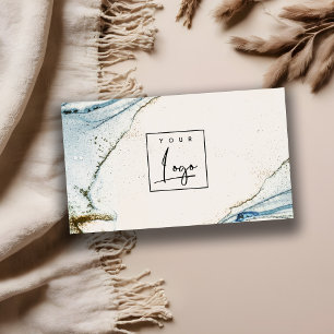 Cartão De Visita Logotipo de Aquarela Elegante Abstrato azul Dourad