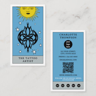 Cartão De Visita Logotipo de Artista de Tatuagem de Tarot Celestial