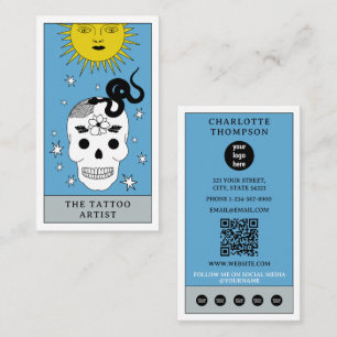 Cartão De Visita Logotipo de Artista de Tatuagem Piercer Tarot Cele