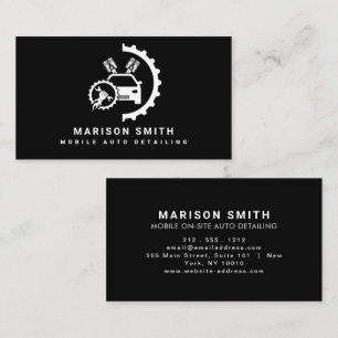 Cartão De Visita Logotipo de Auto Detailing Preto, Reparo de Auto E