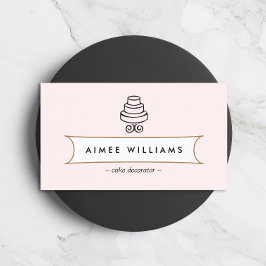 Cartão De Visita Logotipo de Bake em Camadas Vintage a Rosa