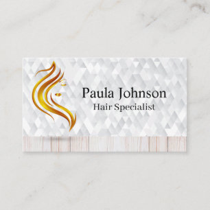 Cartão De Visita Logotipo de Beleza de Cabelo Dourado   Cosméticos