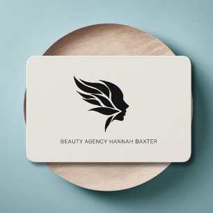 Cartão De Visita Logotipo de beleza feminina, moderna, salão, bege