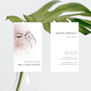 Cartão De Visita Logotipo de Beleza Moderna Unhas Cílios Sobrancelh