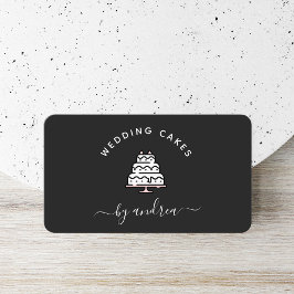 Cartão De Visita Logotipo de Bolo de Casamento Fofo Branco e Rosa P