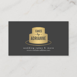 Cartão De Visita Logotipo de Bolo Dourado II para padaria, café, ch