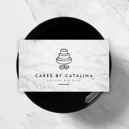 Cartão De Visita Logotipo de bolo em camadas Vintage na padaria de