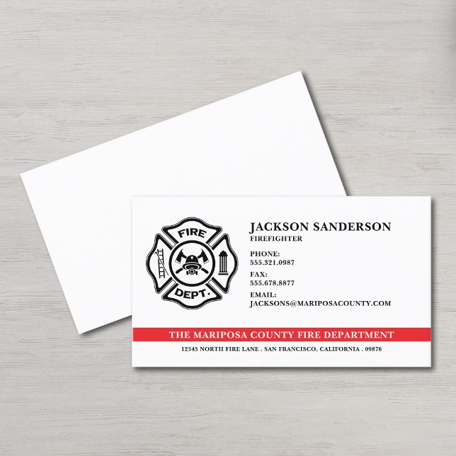 Cartão De Visita Logotipo de Bombeiro Personalizável do Departament (Customizable Fire Department Firefighter Logo Business Card)
