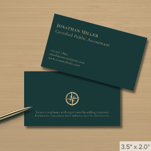 Cartão De Visita Logotipo de Bússola de Ouro de Luxo Simples